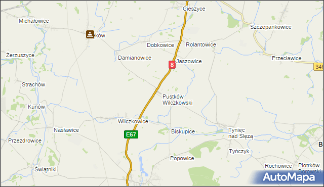 mapa Pustków Wilczkowski, Pustków Wilczkowski na mapie Targeo