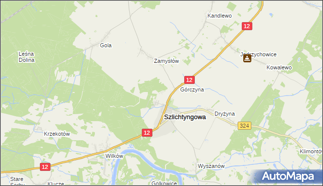 mapa Puszcza gmina Szlichtyngowa, Puszcza gmina Szlichtyngowa na mapie Targeo