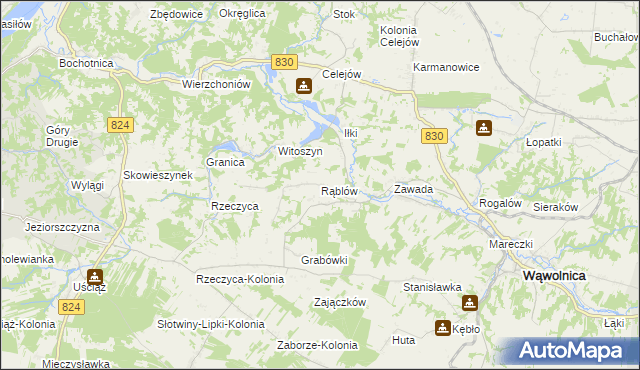 mapa Rąblów, Rąblów na mapie Targeo