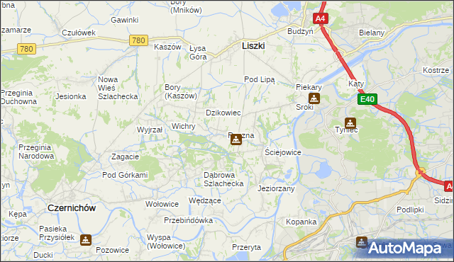 mapa Rączna, Rączna na mapie Targeo