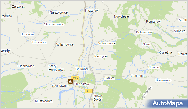 mapa Raczyce gmina Ziębice, Raczyce gmina Ziębice na mapie Targeo