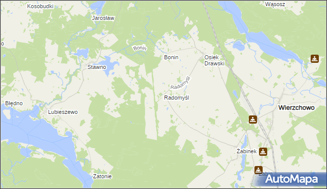 mapa Radomyśl gmina Wierzchowo, Radomyśl gmina Wierzchowo na mapie Targeo