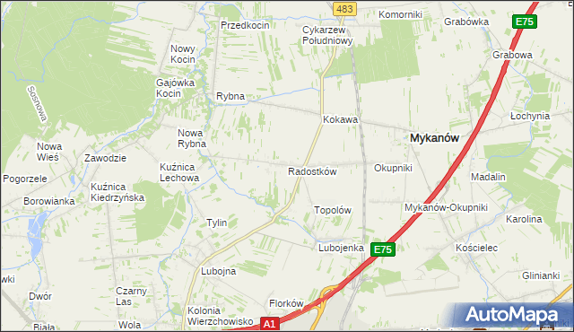 mapa Radostków, Radostków na mapie Targeo