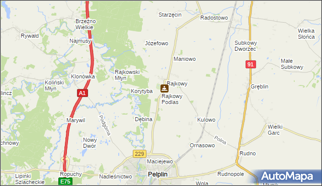 mapa Rajkowy Podlas, Rajkowy Podlas na mapie Targeo