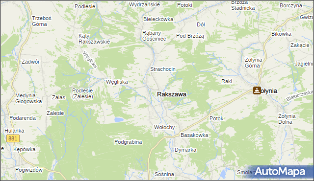 mapa Rakszawa powiat łańcucki, Rakszawa powiat łańcucki na mapie Targeo