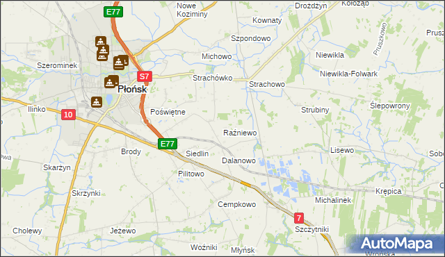 mapa Raźniewo, Raźniewo na mapie Targeo