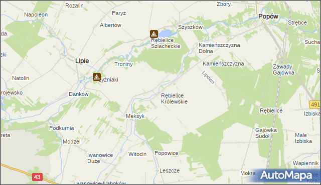 mapa Rębielice Królewskie, Rębielice Królewskie na mapie Targeo