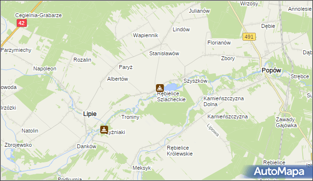 mapa Rębielice Szlacheckie, Rębielice Szlacheckie na mapie Targeo