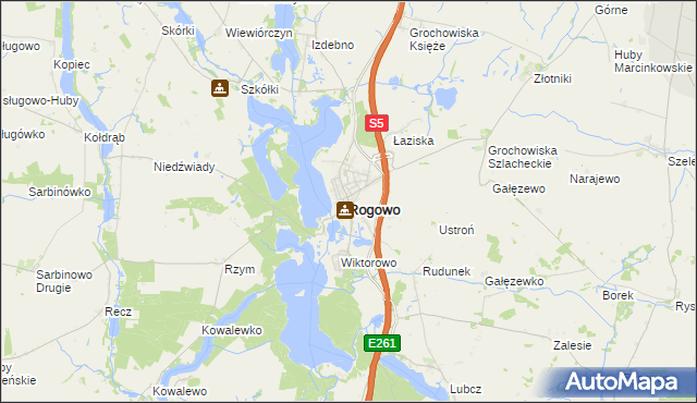 mapa Rogowo powiat żniński, Rogowo powiat żniński na mapie Targeo