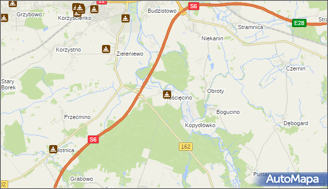 mapa Rościęcino, Rościęcino na mapie Targeo