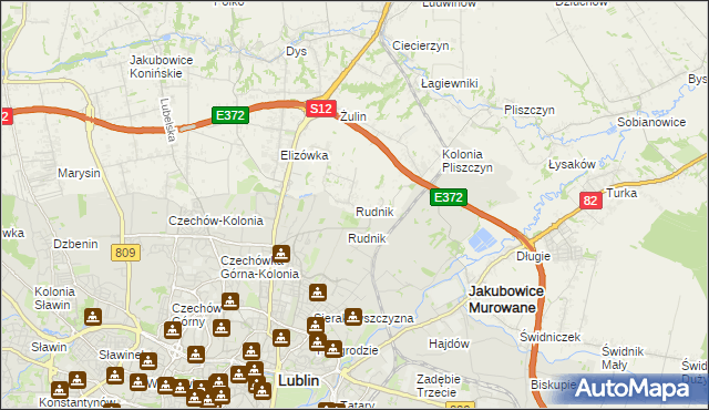 mapa Rudnik gmina Wólka, Rudnik gmina Wólka na mapie Targeo