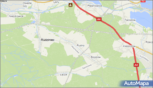 mapa Rudno gmina Rudziniec, Rudno gmina Rudziniec na mapie Targeo