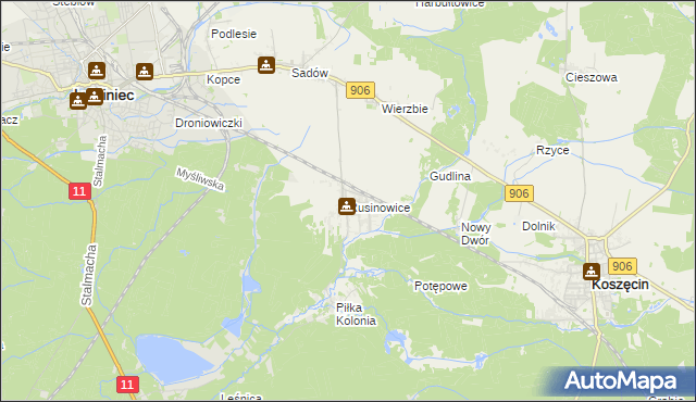 mapa Rusinowice, Rusinowice na mapie Targeo