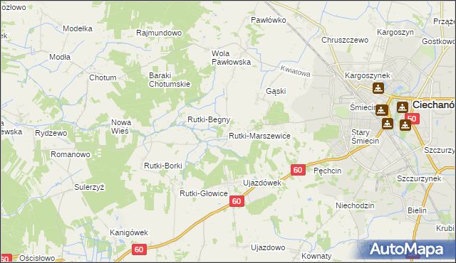 mapa Rutki-Marszewice, Rutki-Marszewice na mapie Targeo