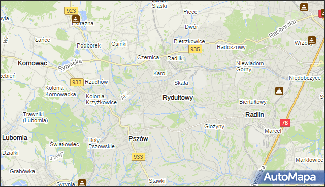 mapa Rydułtowy, Rydułtowy na mapie Targeo