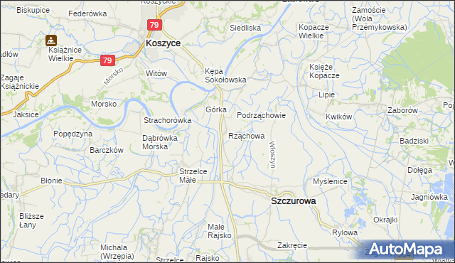 mapa Rząchowa, Rząchowa na mapie Targeo