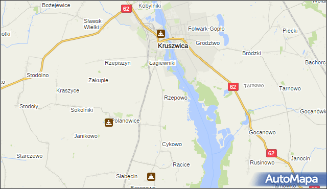 mapa Rzepowo gmina Kruszwica, Rzepowo gmina Kruszwica na mapie Targeo