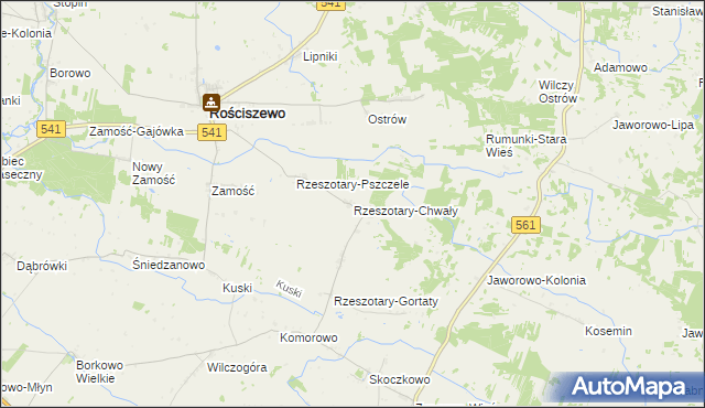 mapa Rzeszotary-Chwały, Rzeszotary-Chwały na mapie Targeo