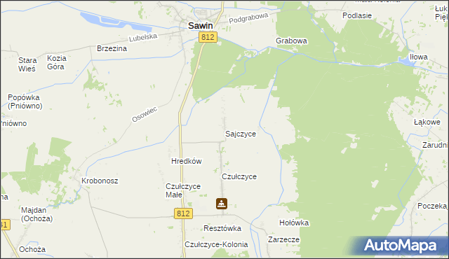 mapa Sajczyce, Sajczyce na mapie Targeo