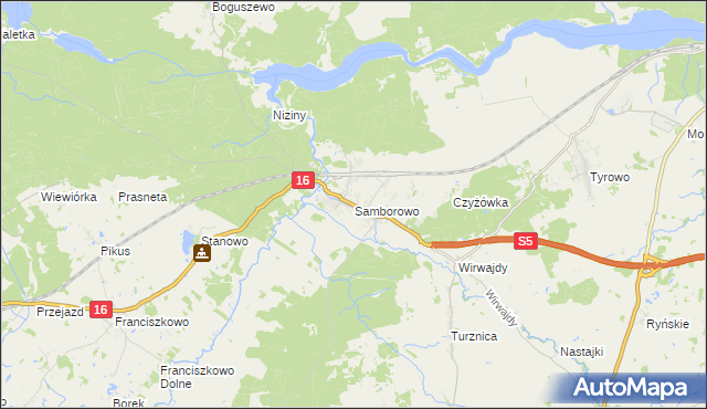 mapa Samborowo, Samborowo na mapie Targeo