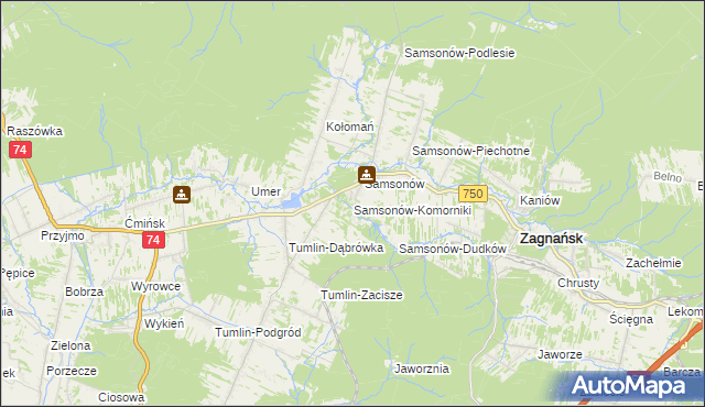 mapa Samsonów-Komorniki, Samsonów-Komorniki na mapie Targeo