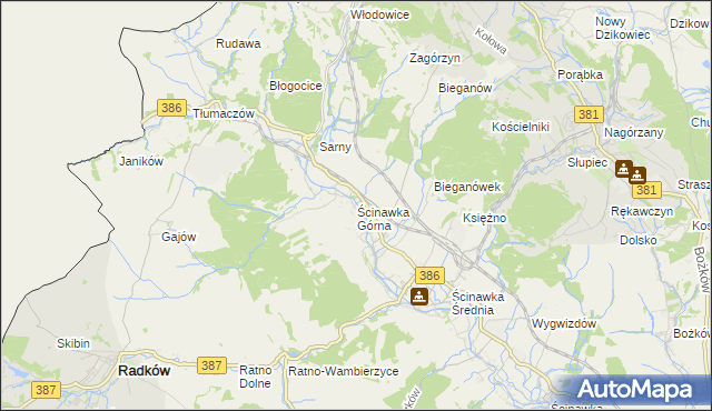 mapa Ścinawka Górna, Ścinawka Górna na mapie Targeo