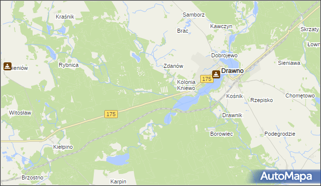mapa Sicienko gmina Drawno, Sicienko gmina Drawno na mapie Targeo