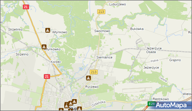 mapa Siemianice gmina Słupsk, Siemianice gmina Słupsk na mapie Targeo