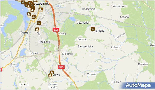 mapa Sierszeniska, Sierszeniska na mapie Targeo