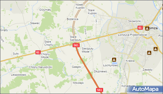 mapa Sierzputy Młode, Sierzputy Młode na mapie Targeo