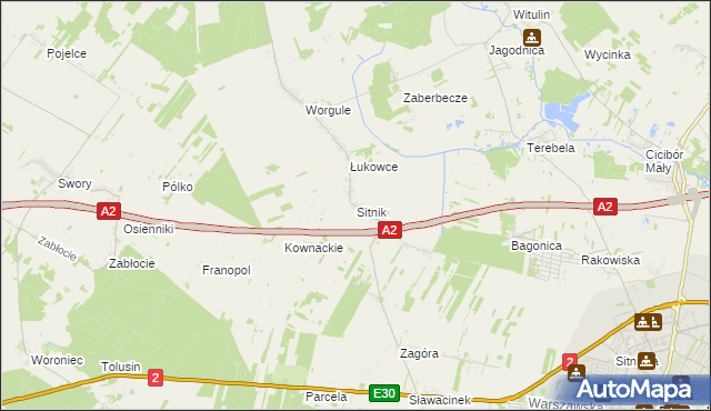 mapa Sitnik gmina Biała Podlaska, Sitnik gmina Biała Podlaska na mapie Targeo