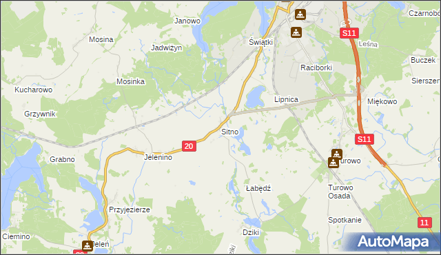 mapa Sitno gmina Szczecinek, Sitno gmina Szczecinek na mapie Targeo