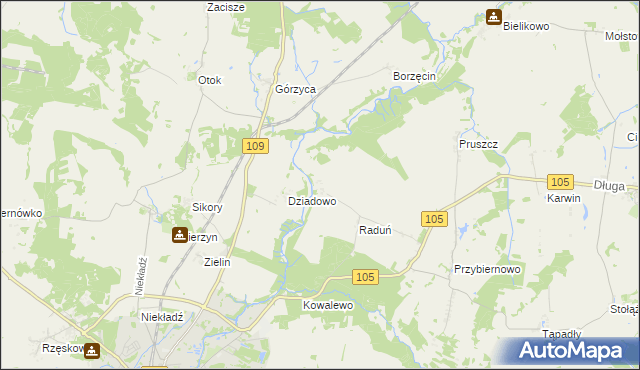 mapa Skalin gmina Gryfice, Skalin gmina Gryfice na mapie Targeo