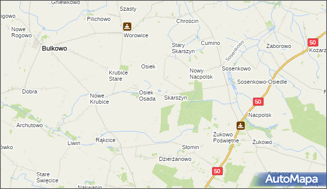 mapa Skarszyn gmina Naruszewo, Skarszyn gmina Naruszewo na mapie Targeo