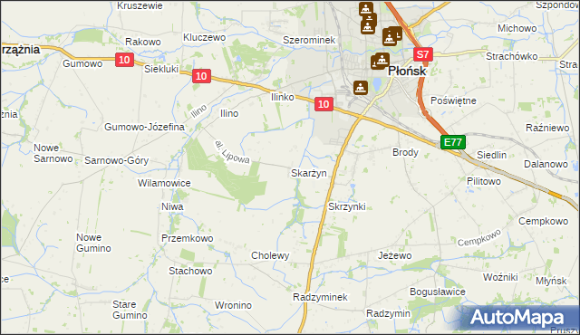 mapa Skarżyn gmina Płońsk, Skarżyn gmina Płońsk na mapie Targeo