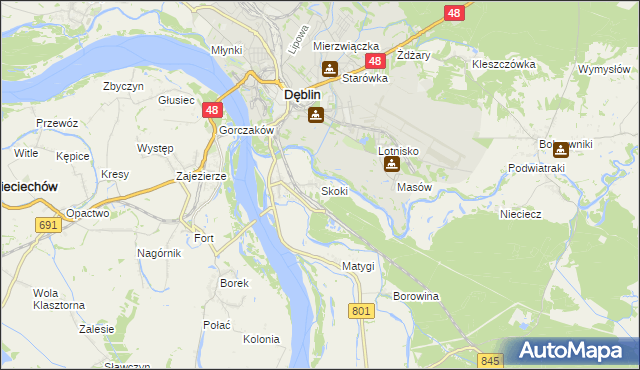 mapa Skoki gmina Puławy, Skoki gmina Puławy na mapie Targeo