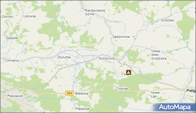 mapa Skorzynice, Skorzynice na mapie Targeo