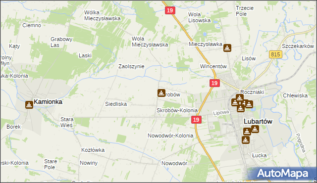 mapa Skrobów, Skrobów na mapie Targeo