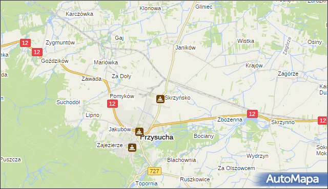 mapa Skrzyńsko, Skrzyńsko na mapie Targeo