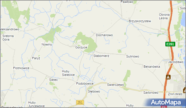 mapa Słabomierz gmina Żnin, Słabomierz gmina Żnin na mapie Targeo