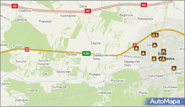 mapa Sławacinek Nowy, Sławacinek Nowy na mapie Targeo