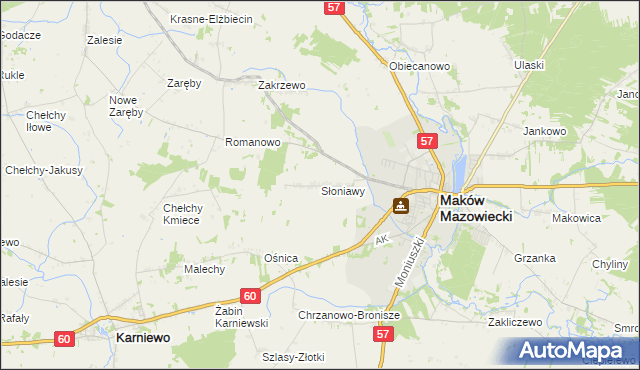 mapa Słoniawy, Słoniawy na mapie Targeo