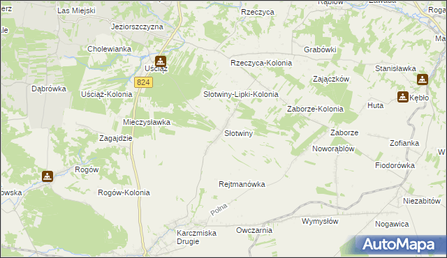 mapa Słotwiny gmina Karczmiska, Słotwiny gmina Karczmiska na mapie Targeo