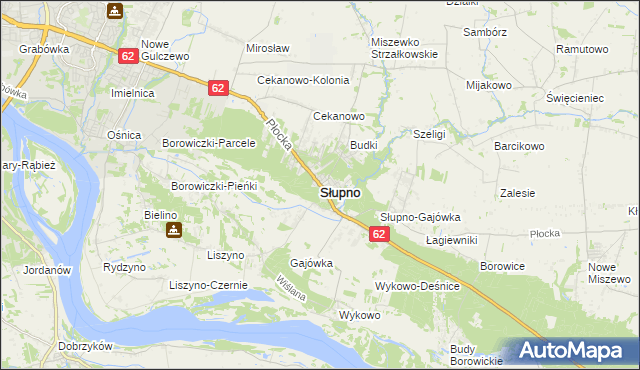 mapa Słupno powiat płocki, Słupno powiat płocki na mapie Targeo