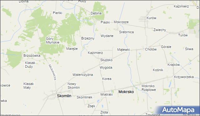 mapa Słupsko gmina Mokrsko, Słupsko gmina Mokrsko na mapie Targeo