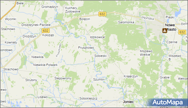 mapa Sobieski gmina Joniec, Sobieski gmina Joniec na mapie Targeo