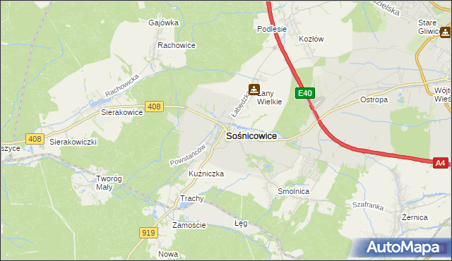 mapa Sośnicowice, Sośnicowice na mapie Targeo