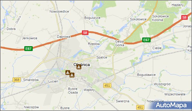 mapa Spalice, Spalice na mapie Targeo