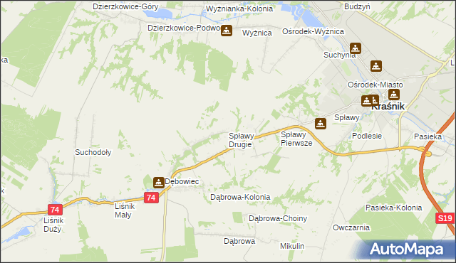 mapa Spławy Drugie, Spławy Drugie na mapie Targeo