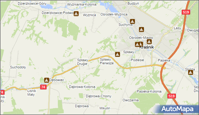 mapa Spławy Pierwsze, Spławy Pierwsze na mapie Targeo